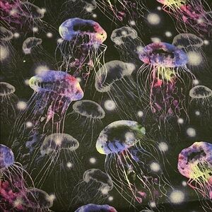 Colorful Jellyfish Pattern Fabric, 45 in wide, 1yard, 100% cotton, NWOT